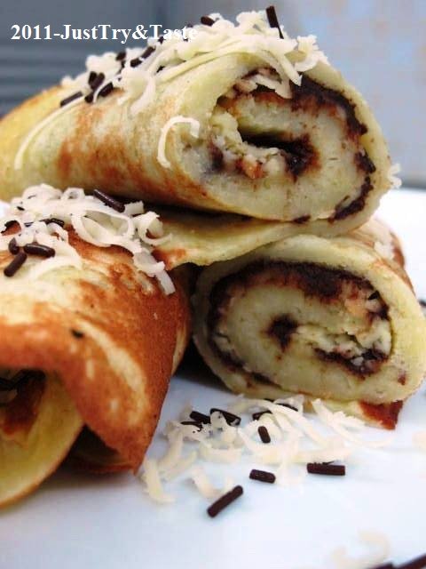 Resep Crepe Pisang Isi Coklat & Keju