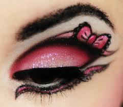 Cute Pink Bow Accented Eye Makeup