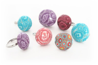 Polymer Clay Millefiori Rings by Lottie Of London