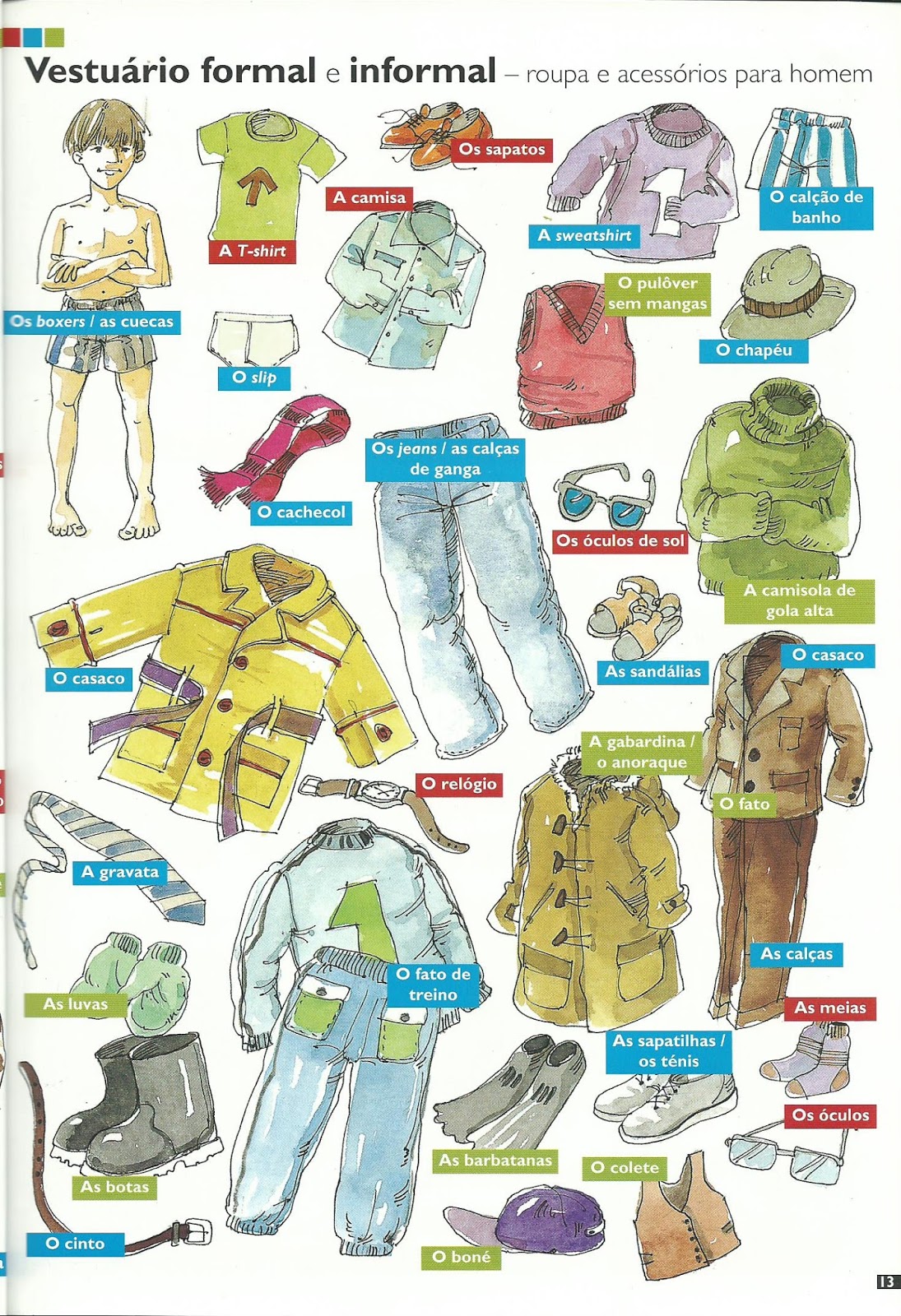 13 - VESTUÁRIO FORMAL E INFORMAL: roupa e acessórios para homem - CLOTHES: casual and formal men's wear