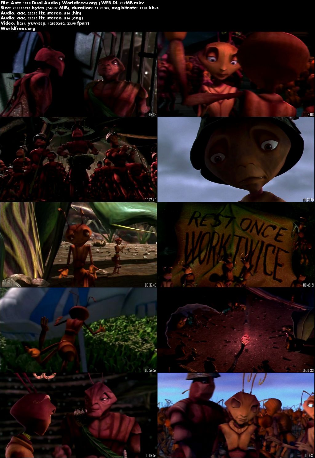 Antz 1998 WEB-DL Hindi 275MB Dual Audio 480p Download