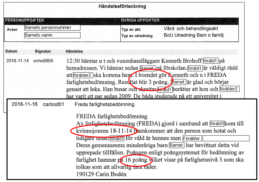 Freda-utredningar, skenrättegången.