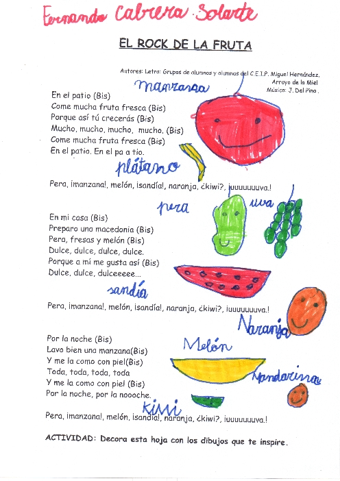 Collection Of Poemas Infantiles De Frutas Collection Of Poemas
