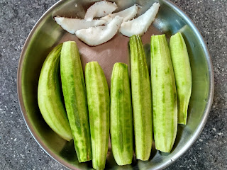 Sun cooked breakfast (Salad) - Ridge gourd, Coconut