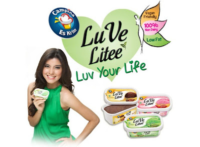 Luve Litee, Es Krim Lowfat, 100% Non Dairy, Green Tea, Chocolate, Raspberry Rosella