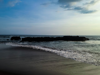Natural Sea Rocks At The Sea Of Batu Bolong Beach, Canggu Village, Badung, Bali, Indonesia