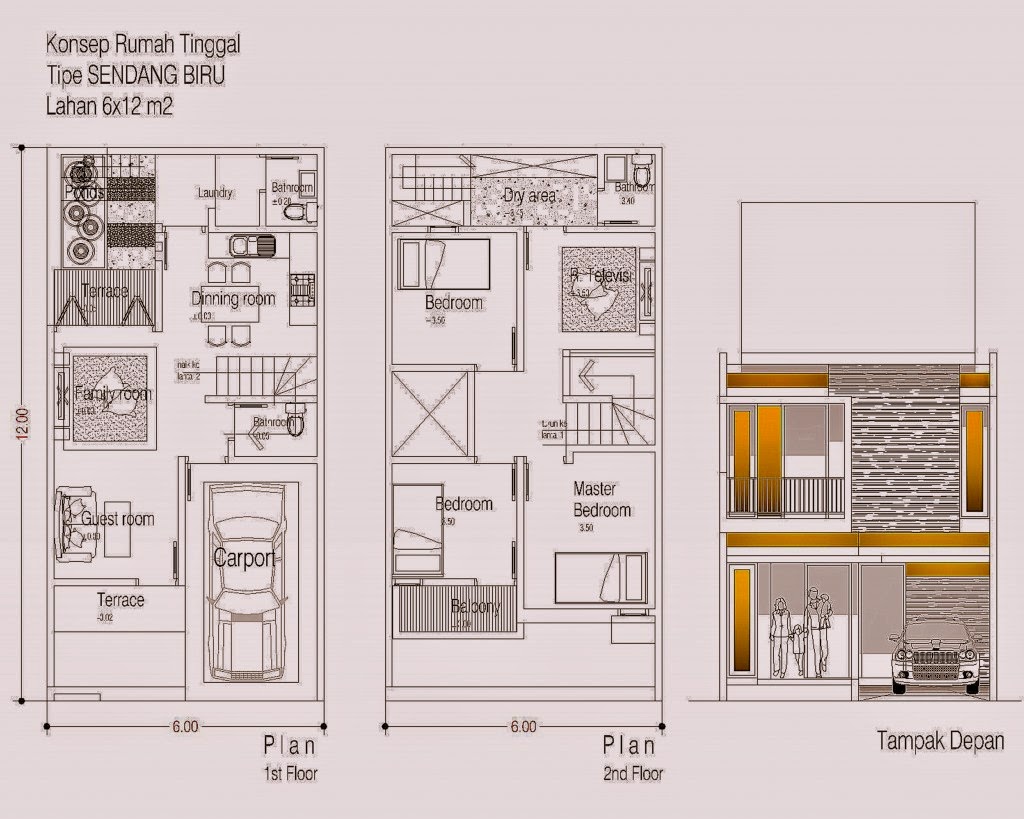 Desain Rumah Minimalis 2 Lantai 6 X 12 - Foto Desain Rumah 