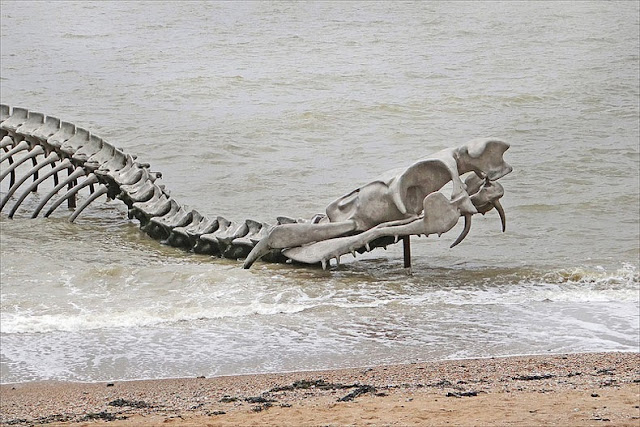 Un gigante esqueleto de serpiente torciendose emerge del río Loira, en Francia