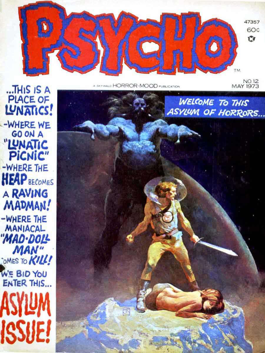 Jeff Jones bronze age 1970s science fiction horror cover art painting - Psycho #12