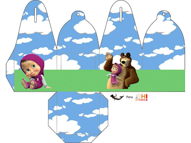Masha y el Oso: Cajas para Imprimir Gratis. Caja para cupcakes o golosinas de Masha y el Oso.