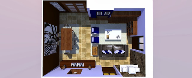 Proyecto Renderizado: "Salón-comedor Celi". Rendering Project: "Living room Celi".