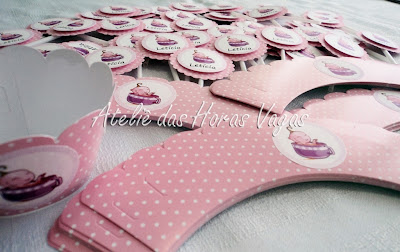 festa wrapper topper cupcake personalizado bebê rosa