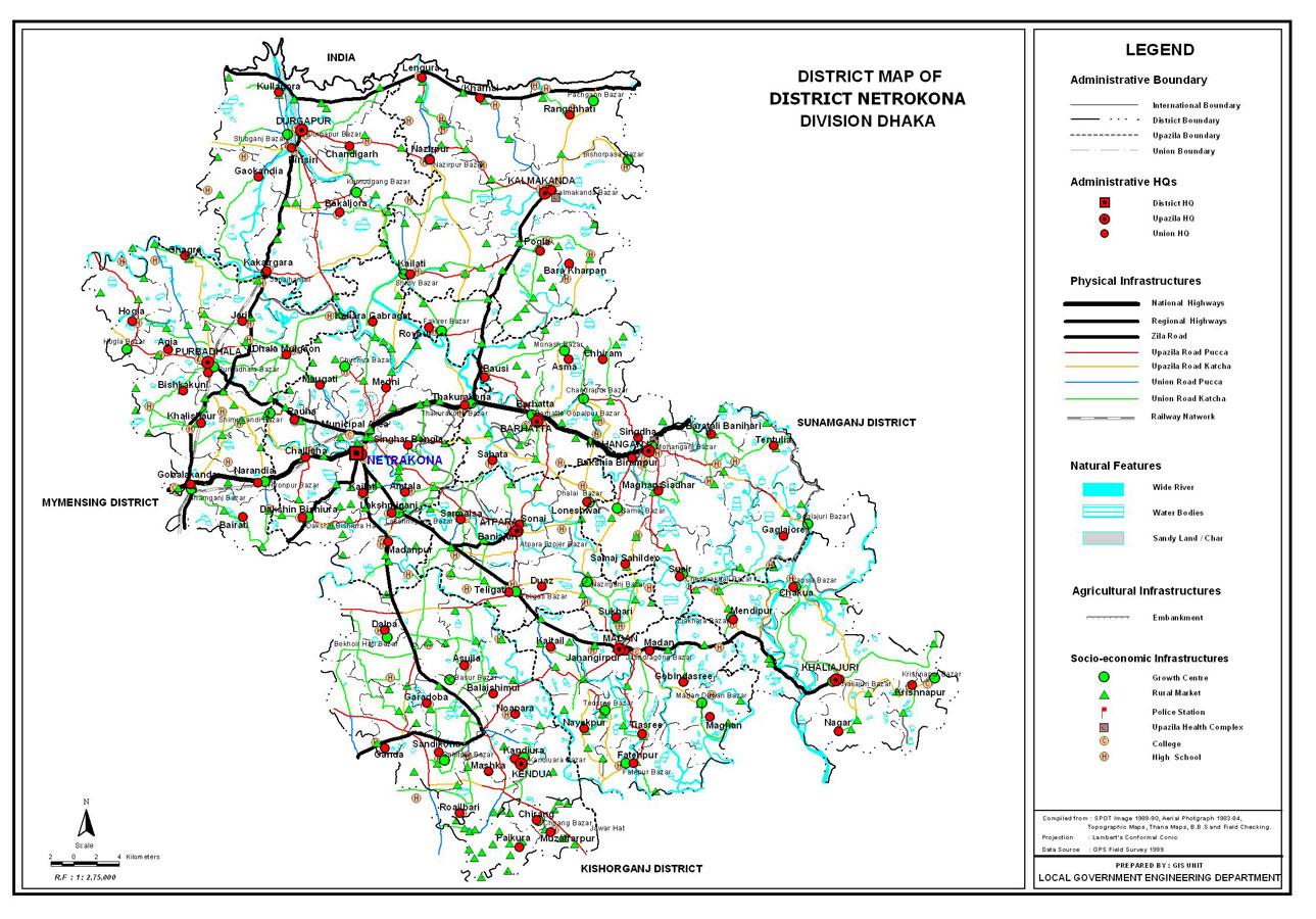 Netrokona District Map Bangladesh