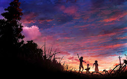 anime sky landscape background scenery sunset sunrise