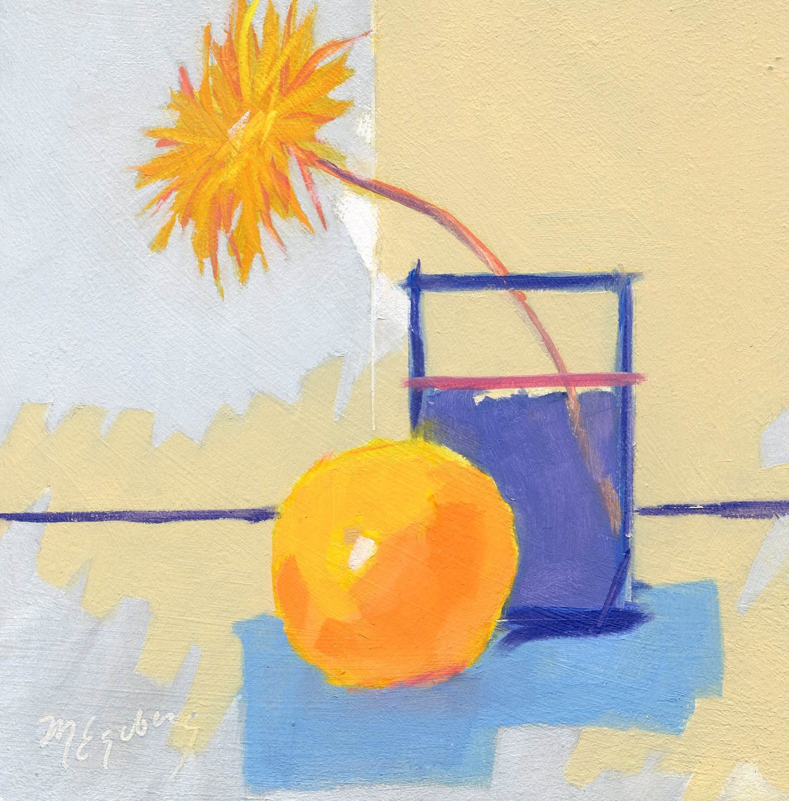 M. Egeberg: Flower, Orange and Blue Vase