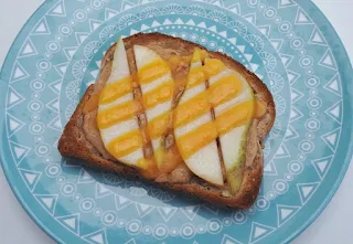 Peanut Butter, Honey and Pear Open Faced Sandwiches