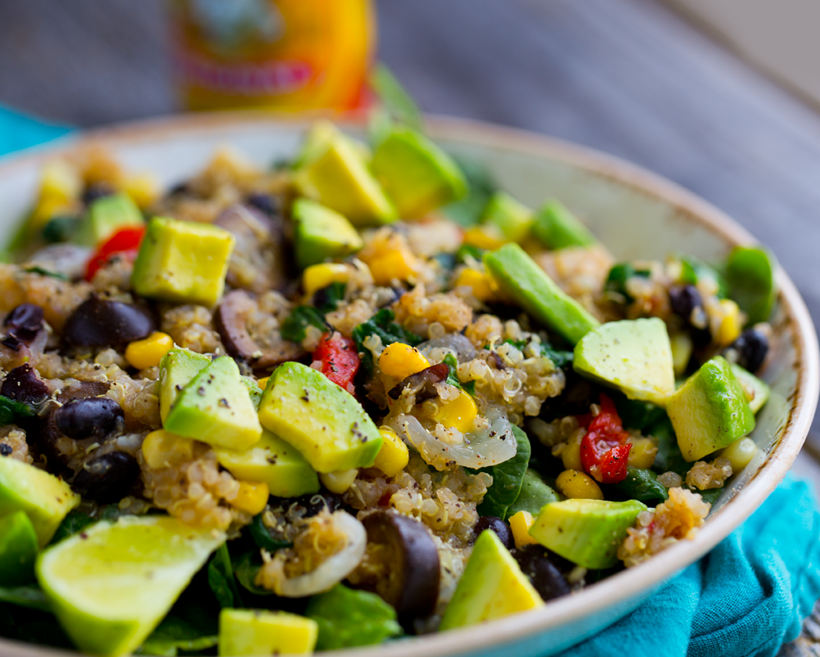 Quinoa Corn Black Bean Fiesta Bowl - HealthyHappyLife.com