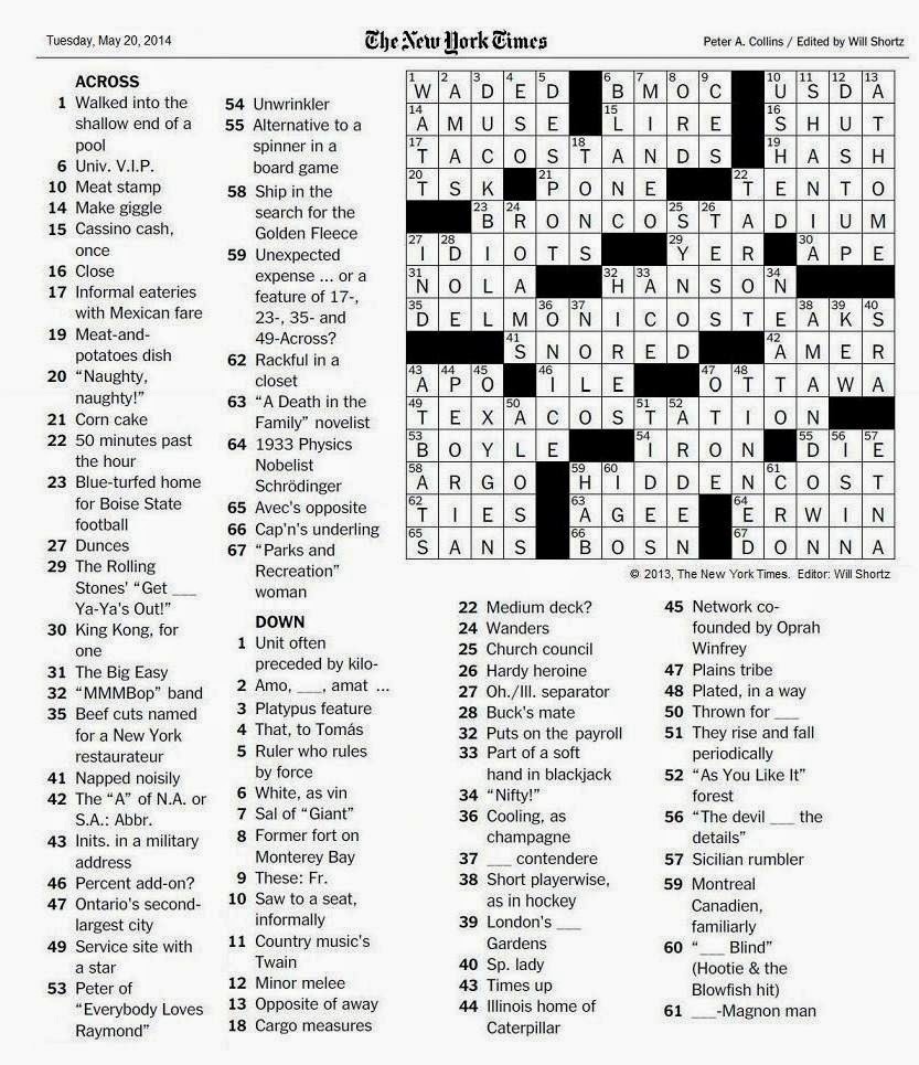 The New York Times Crossword in Gothic 05.20.14 — Hidden Costs