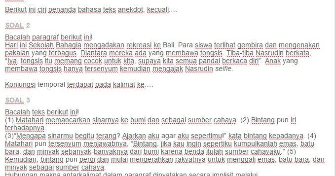 Contoh Soal Ciriciri bahasa teks anekdot ezy blog