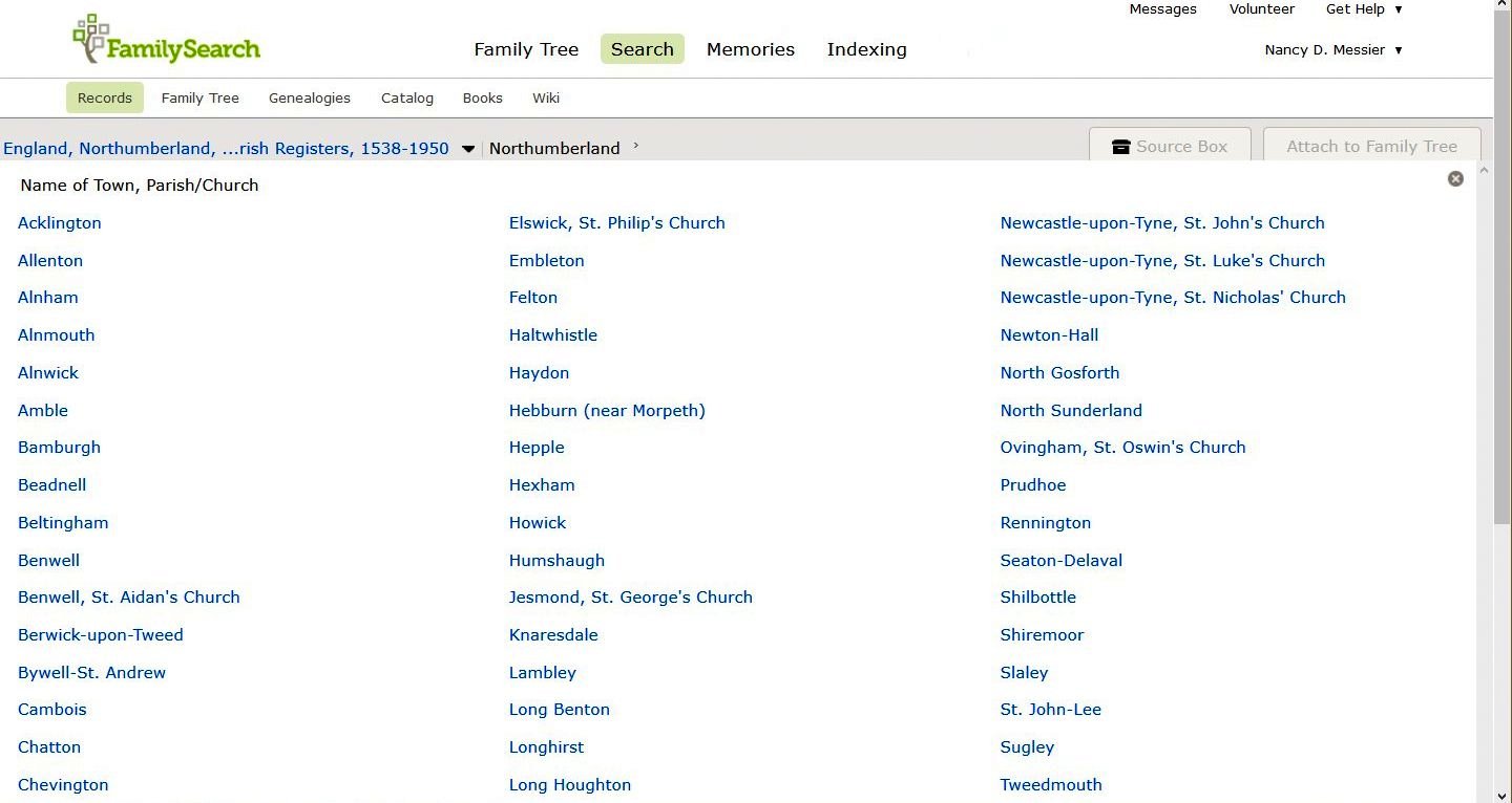 My Ancestors and Me Northumberland Church Records Now Available for at