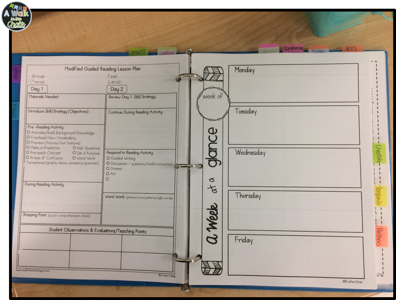week at a glance lesson plan template