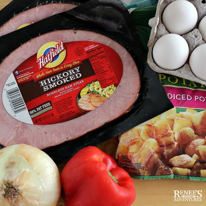 Ingredients needed to make Ham Hash by Renee's Kitchen Adventures