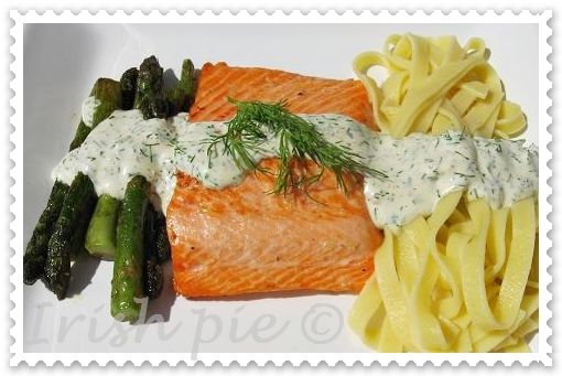Fried (Irish) - Salmon with Tagliatelle with lemon-dill sauce and wild ...