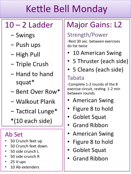 Working Out and Eating In KB Workout Monday, June 24th