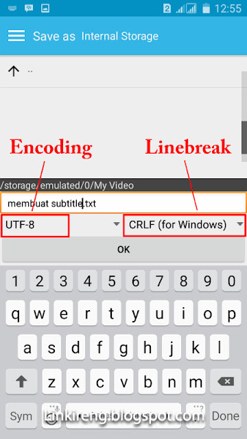 Subtitle encoding dan linebreak agar jadi SubRip Encoding UTF-8 dan Linebreak CRLF