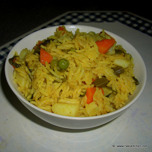 Coconut milk veg biryani recipe Raks Kitchen Indian Vegetarian recipes