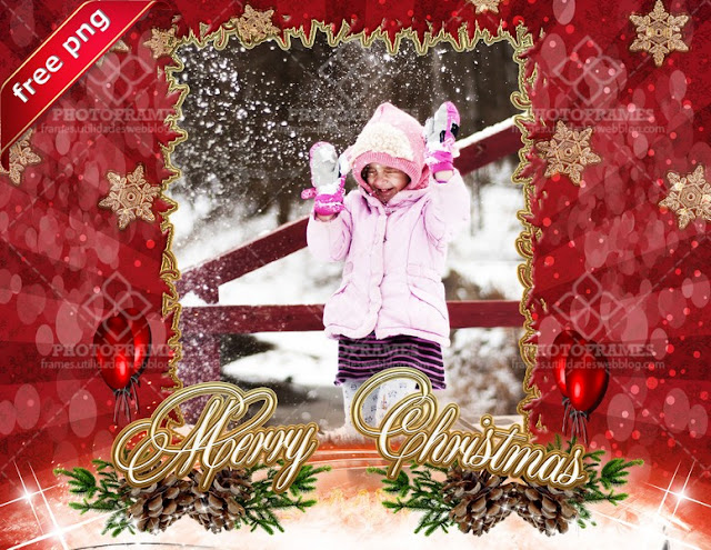 Hermoso marco con motivo navideño en png
