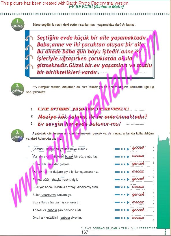 6.Sinif Turkce Doku Yayinlari Ogrenci Calisma Kitabi Sayfa 167 - Ders