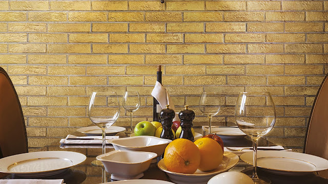 Brick finish wall tiles Venice in dining room