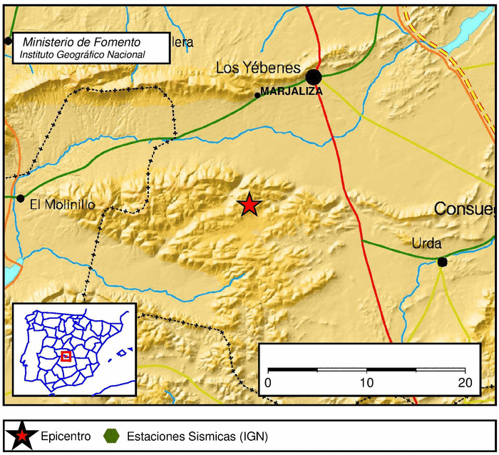 Terremoto Marjaliza, Toledo, sentido Salamanca y Jaén