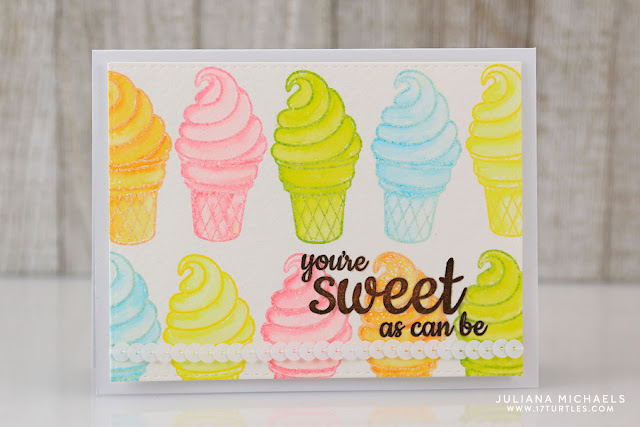 Sweet Shoppe Rainbow Sorbet Ice Cream Cone Card by Juliana Michaels