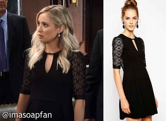 Lulu Spencer's Black Lace Inset Dress - General Hospital, Season 54, Episode 08/18/16