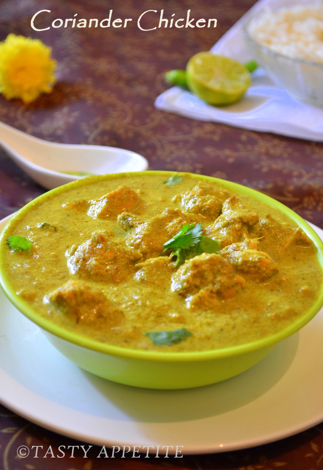 Coriander Chicken / Hariyali Murgh / Green Coriander Chicken Curry