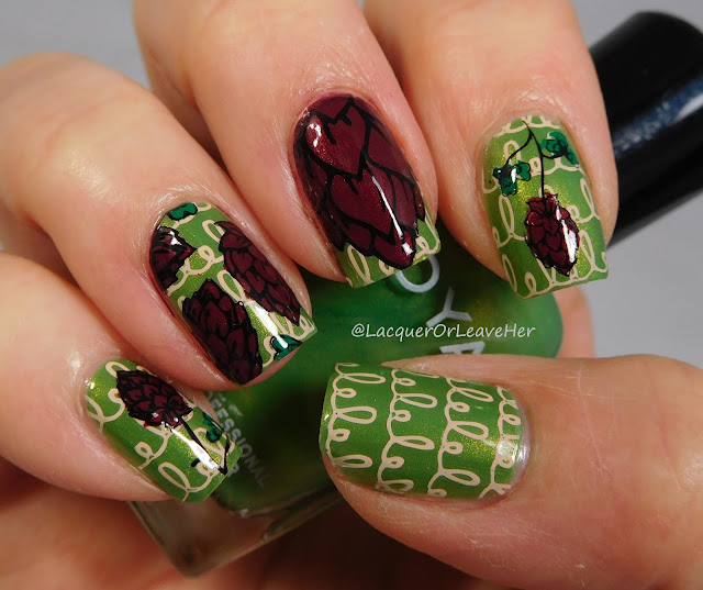 UberChic Beauty 26-01 over Zoya Midori, stamped with Messy Mansion polishes