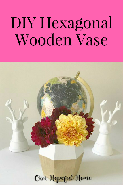 DIY gold white painted hexagonal wooden vase 