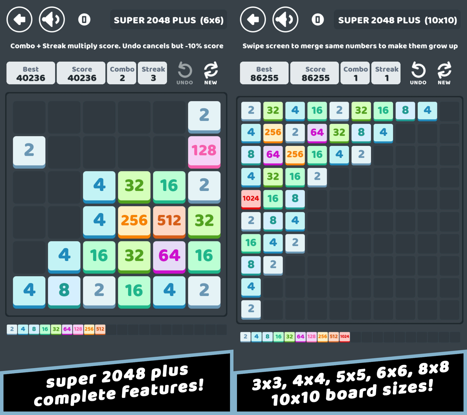 Super 2048 Plus, the most complete 2048 puzzle game ...