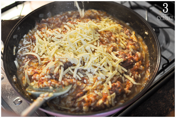risoto de carne seca com abóbora