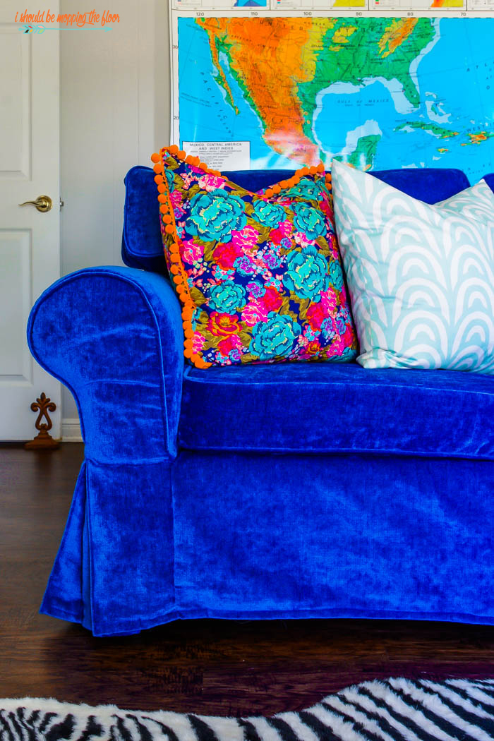 Blue Velvet IKEA Sectional Slipcover i should be mopping the floor