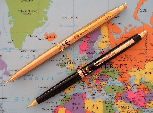 two excalibur pencils - gold and black pentel excalibur mechanical pencils gold and black