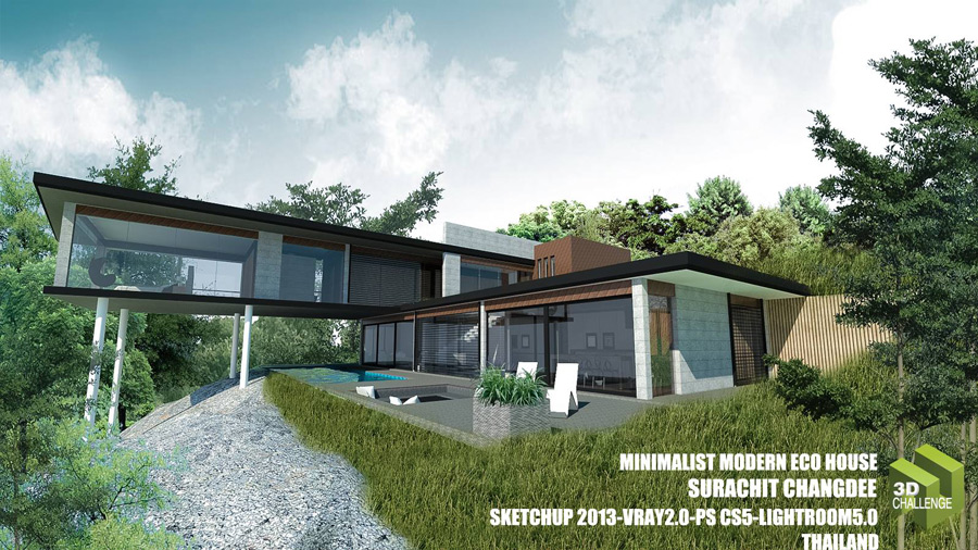 Picture of SKETCHUP TEXTURE: August 2014 3d challenge - modern minimalist eco ...
