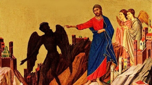 The temptation of Christ on the mount.