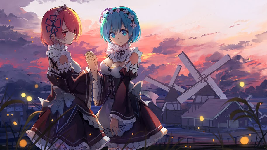 Anime, Girls, Maid, Re:Zero, Ram, Rem, 4K, #4.2778