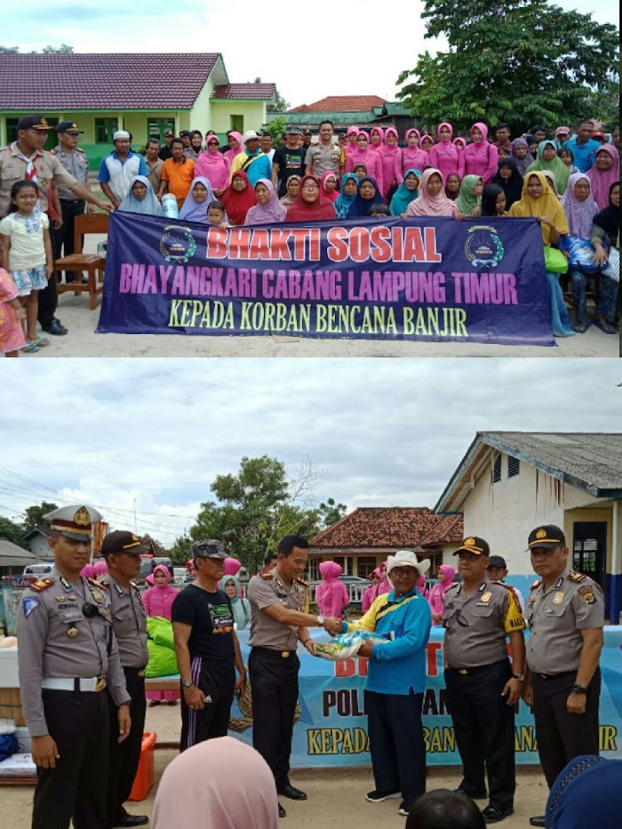 Polres Lamtim Adakan Bakti Sosial Untuk Korban Banjir