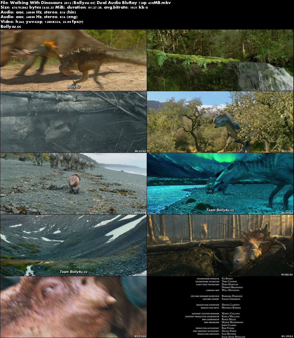 Walking With Dinosaurs 2013 BluRay 650Mb Hindi Dual Audio 720p Download