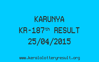 Karunya KR 187 Lottery Result 25-4-2015