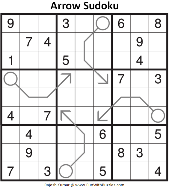 Arrow Sudoku Puzzle (Fun With Sudoku #383)